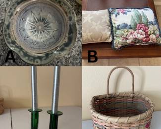Candles Sticks, Baskets, Pillows 