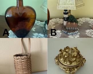 Basket, Gold Jewelry Case, Lighthouse Lamp