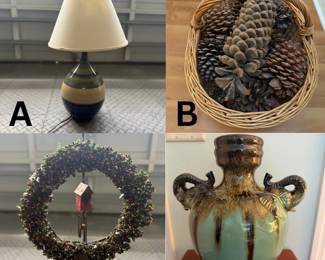 A. Lamp B. Decorative Cones C. Wreath D. Decorative Vase 