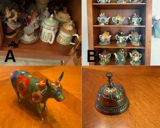 B. Lenox Tea Garden Cottages Collection C. CowParade- Flower Lover Figurine  D. Brass Desk Bell