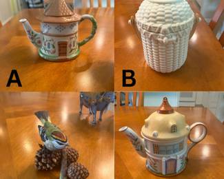 A. Lenox- Gardeners Cottage Teapot  B. Wedgewood Nantucket Basket C. Lenox- Garden Birds Golden Crowned Kinglet D. Lenox- Gardeners Cottage Teapot 