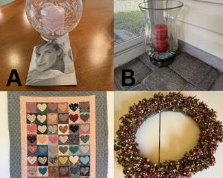A. Princess Diana Votive Candle B. Glass Vase C. Decorative Wall Quilt D. Wreath 