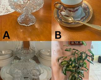 A. & C. Glassware B. Teacup D. Artificial Potted Plant 
