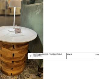 CUSTOM TEAK AND DEKTON SIDE TABLES