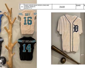 HAND CARVED DETROIT ARTIST BASS WOOD JERSEYS