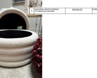 STORAGE OTTOMAN ON CASTERS
