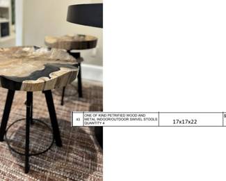 OUTDOOR PETRIFIED WOOD SWIVEL CHAIRS 