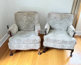 67 MatchingUpholsteredQueenAnneStyleArmchairs