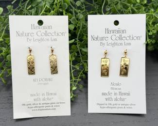 104 HawaiianNatureCollection18KGoldPlatedEarringsbyLeightonLam