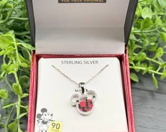 43 DisneyMickeyShakerSterlingSilverCrystalNecklace