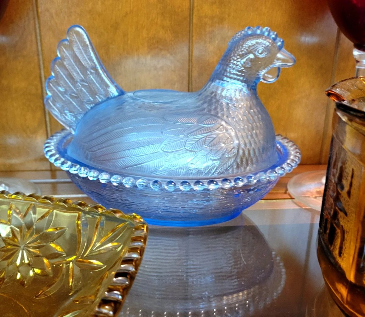 Vintage Hen on Nest Glass Dish