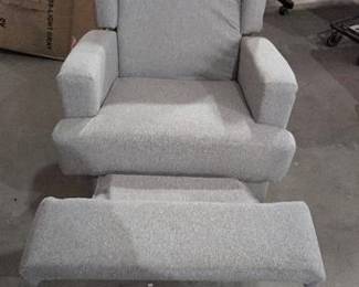 Light Gray Linen Wingback Manual Swivel Rocker Recliner