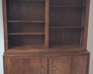 Antique Wooden Cabinet With Detachable Top And Adjustable Shelves