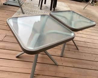 Set Of 2 Glass Top Patio Tables