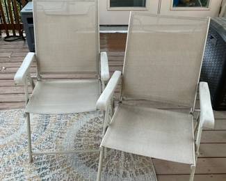 Set Of 2 Folding Deck Chairs Tan