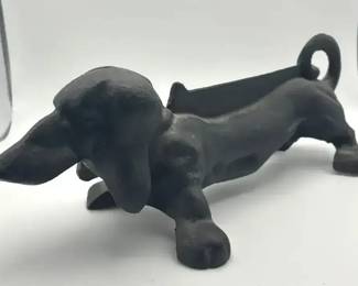 Heavy Cast Iron Dachshund Boot Scraper  Rustic Doorstop  Garden Decor  Dog Shape