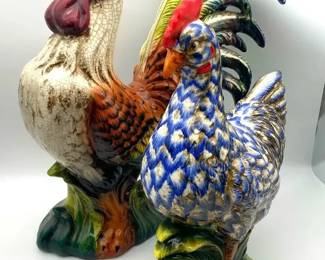 2 Large Ceramic Chickens