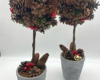 Set Of 2 17in Pine Cone Trees