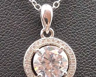 Sterling Pendant With Cubic Zirconia On Sterling Chain