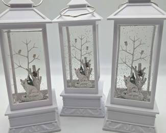 3 Acrylic Lantern Glitter Wolf Tree