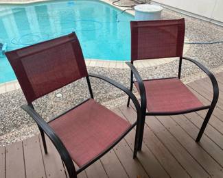 2 Matching Deck Chairs Red