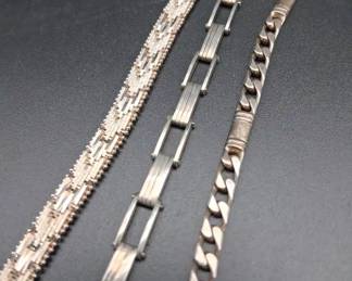 3 Vintage Sterling Silver Bracelets