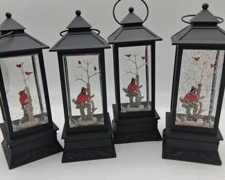 Acrylic Light Up Glitter Lanterns With Cardinals