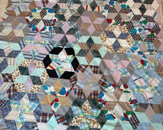 Vintage Hand, Stitched Quilt Topper