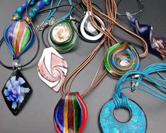 Blown Art Glass Pendant Necklaces