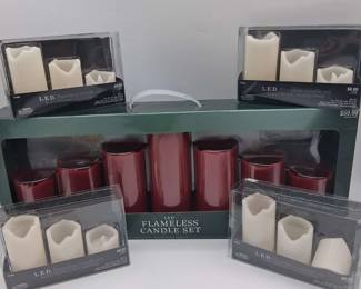 5 Sets Flameless Candles Red And White New In Box
