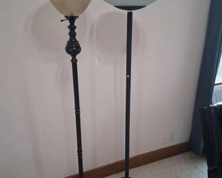 2 Tall Metal Floor Lamps With Glass Shades