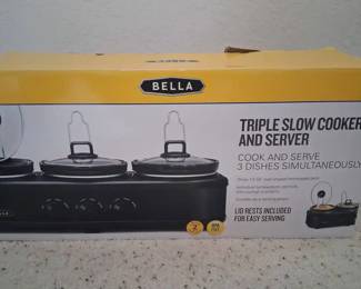 Bella Triple Slow Cooker And Server New In Box