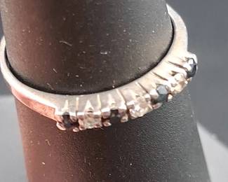 Sterling Gemstone Ring Black And Clear