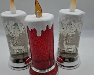 3 Acrylic Candle Christmas Led Glitter Battery