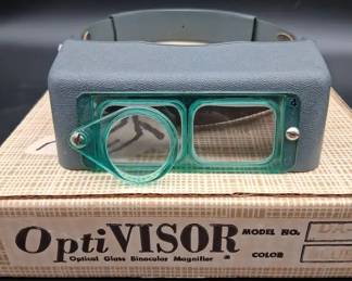 Antique Optivisor  Optical Glass Binicular Magnifier
