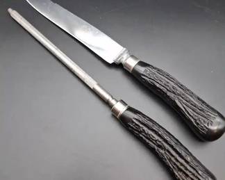 Royal Brand Cutlery Company Antler Look Stainless Knife And Sharpner