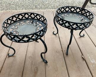 Set Of 2 Aluminum Plant Stands