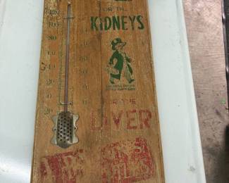 Romans advertising thermometer, wood.