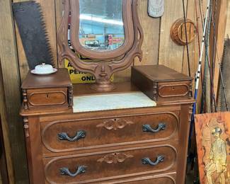 Marble top chest with mirror