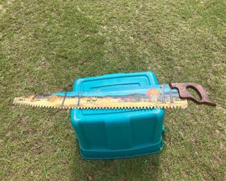 Painted crosscut saw