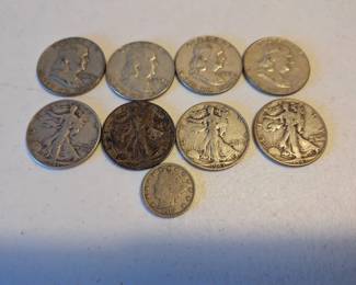 U.S. Silver Coin Lot  Franklin Half Dollars, Walking Liberty Halves  V Nickel