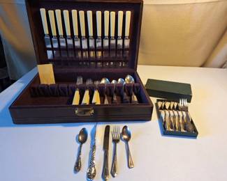 Large Mixed Lot Silverplate Flatware  Serving Pieces with Storage Case