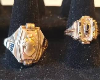 Vintage Jostens 10K Gold Class Rings  1951  1959 Designs
