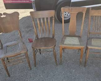 Set of 4 Vintage Wooden Dining Chairs  Mixed Styles