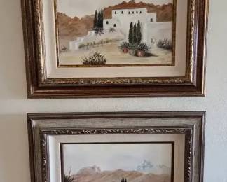 Framed Southwestern Landscape Paintings  Signed Laura Johnson Pair