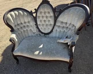  05 Antique VictorianStyle Upholstered Settee  Loveseat