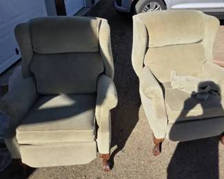 Pair of Upholstered Wingback Recliner Chairs