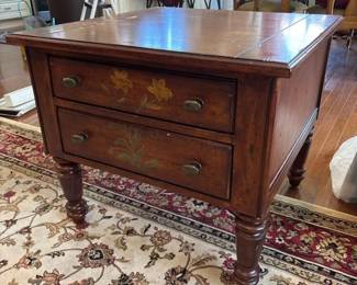 014 handpaintedfloralwoodenendtablewit