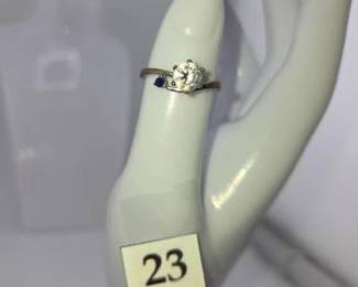 Blue gem and zirconia ring