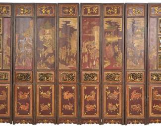 Chinese Lacquered Folding Screen
